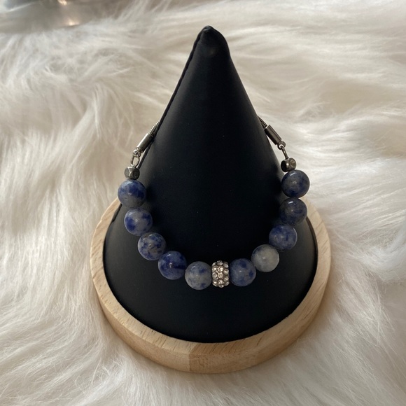 Jewelry - Blue Beaded Bracelet with Crystal Accent adjustable